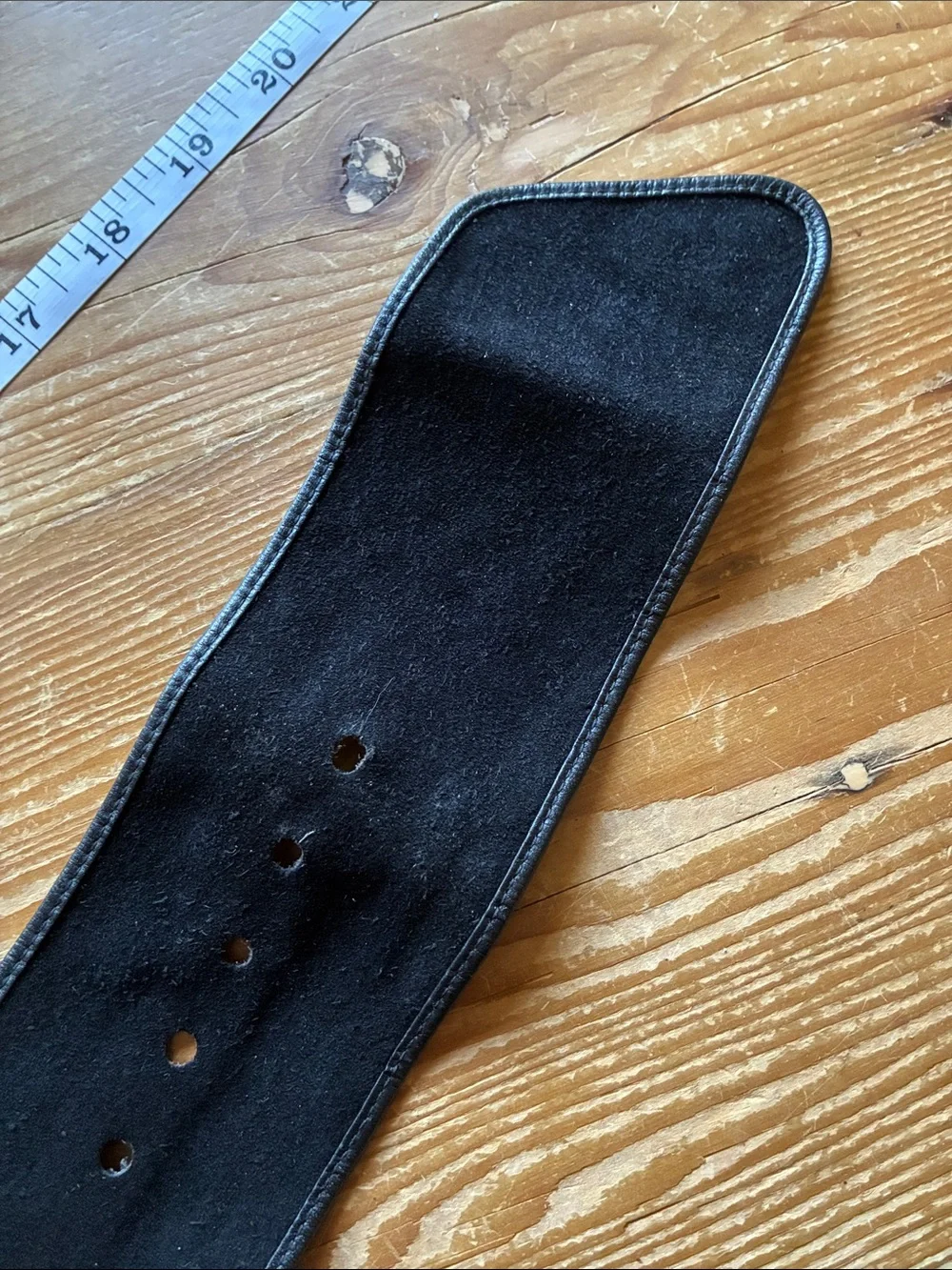 Vintage Anne Klein for Calderon Black Suede Large Gold Buckle Wide Belt